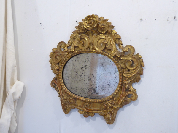 Italian 18th C Carved Giltwood Mirror