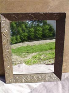 hammered brass mirror