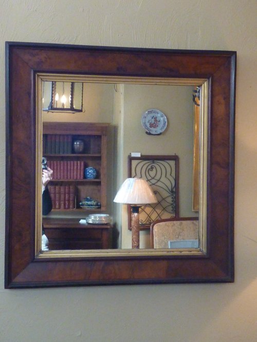 Antique Near Square Walnut Mirror