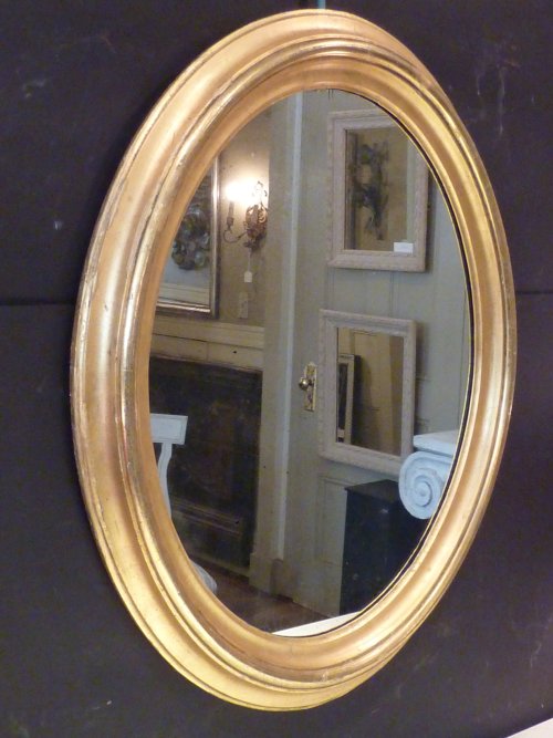 Large Antique Gold Leaf Oval Mirror