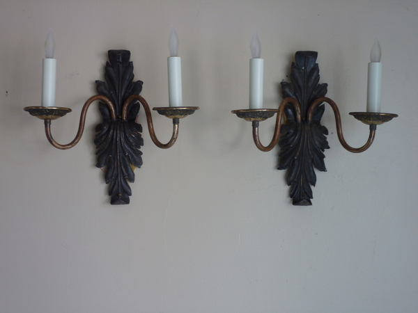 Pair French Acanthus Leaf Sconces