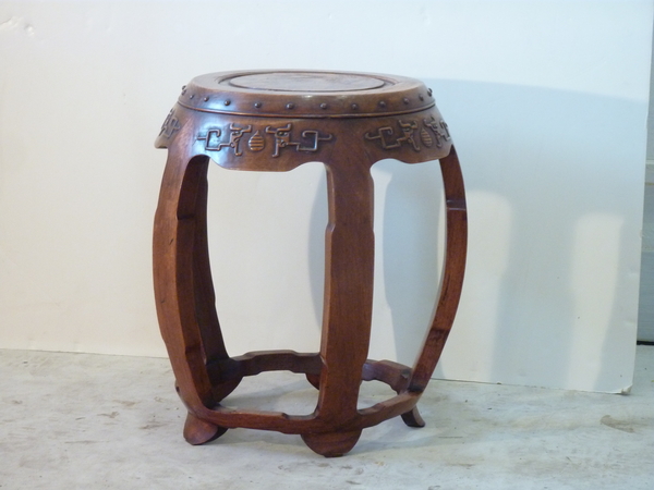 Chinese Hardwood Barrel Stool