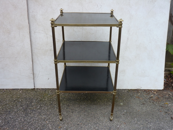 Brass and Ebonized Wood Etagere