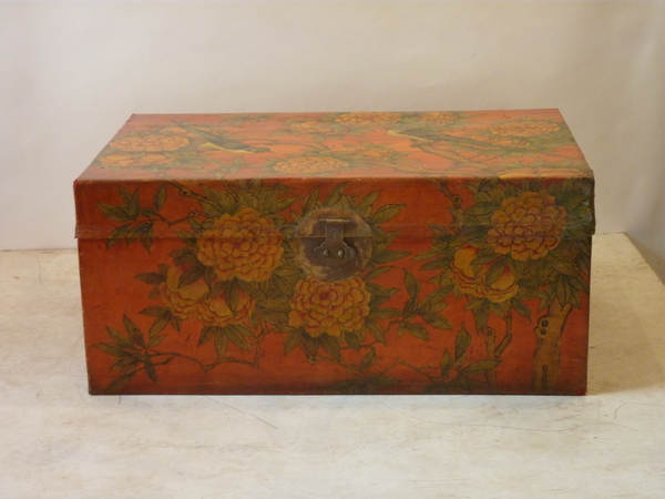 Chinese Painted Leather Trunk