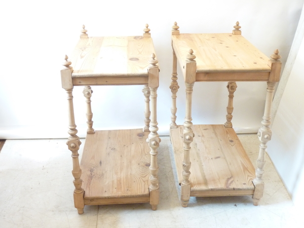 Antique Pair English Pine End Tables