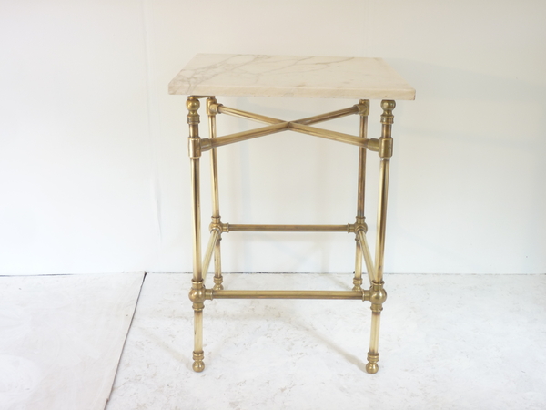 French Brass and Marble End Table