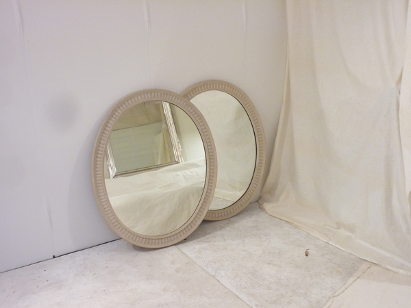 Pair Oval Painted Mirrors