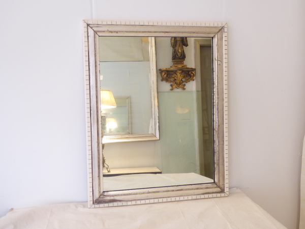 Antique Silver Leaf Mirror with White Border