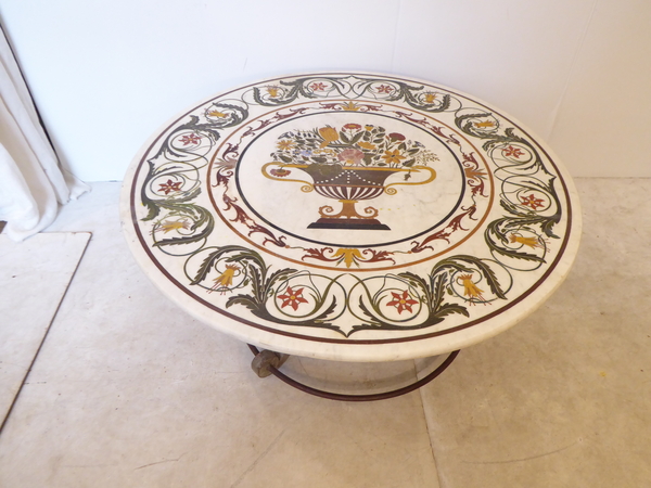 Italian Marble Inlay Coffee Table