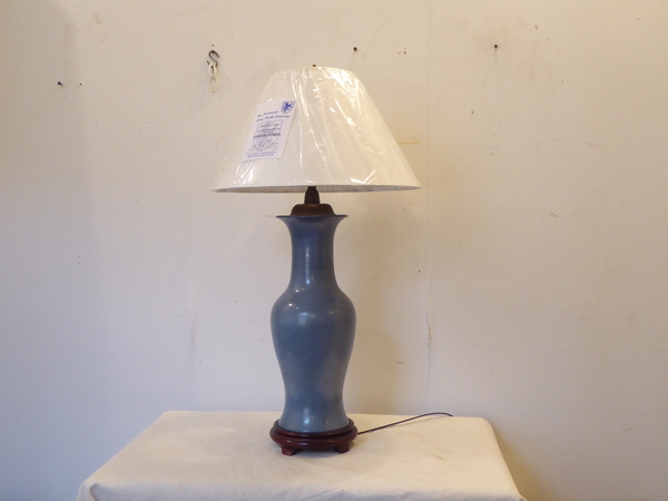 Japanese Porcelain Grey Blue Lamp