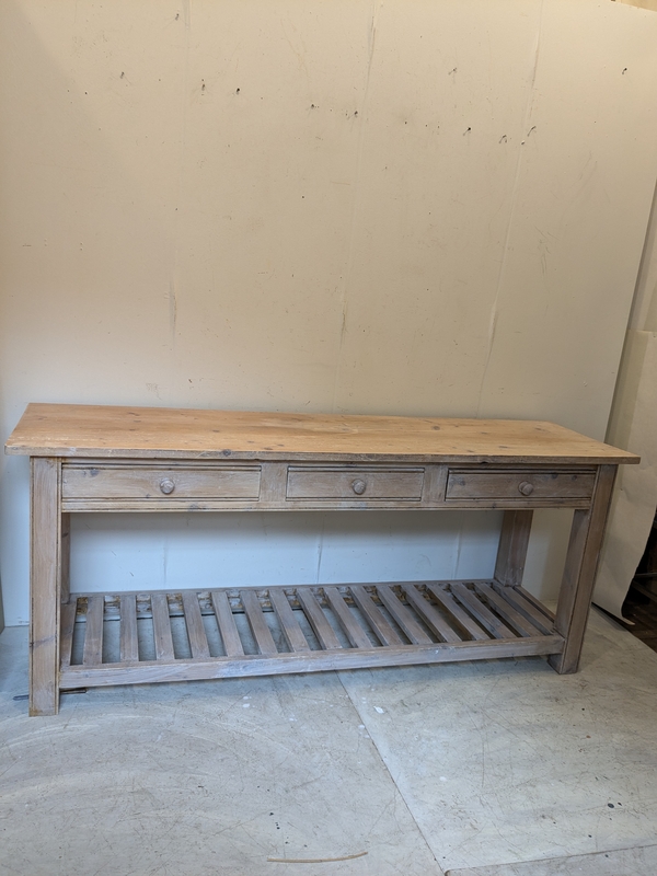 Scandinavian Whitewashed Pine Console