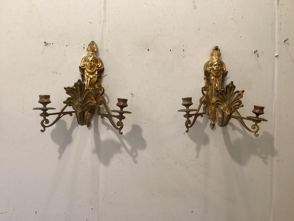 Pair French Bronze Sconces