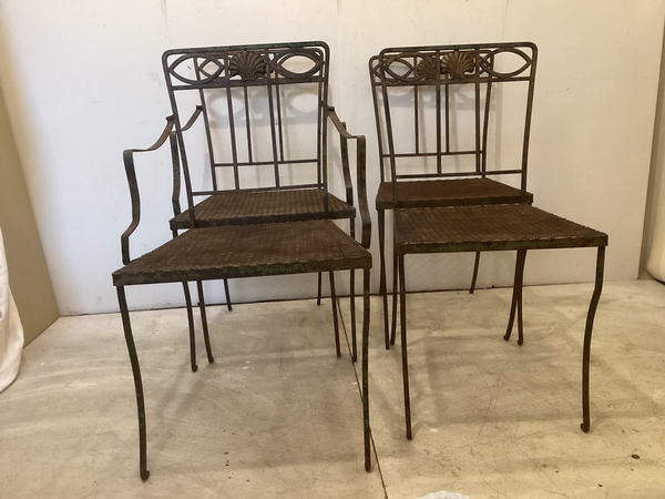 Set Four Iron Chairs