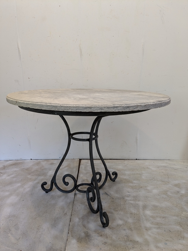 Round Iron and Marble Table