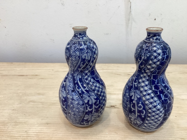 Pair Japanese Double Gourd Vases