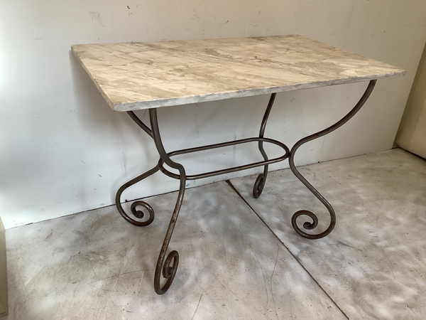 French Iron and Marble Table