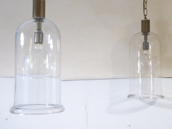 Pair Antique French Cloche Pendant Lights