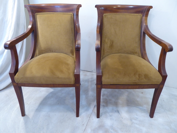 Pair Classical Mahogany Armchairs