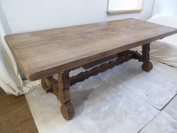 Belgian Weathered Oak Trestle Table