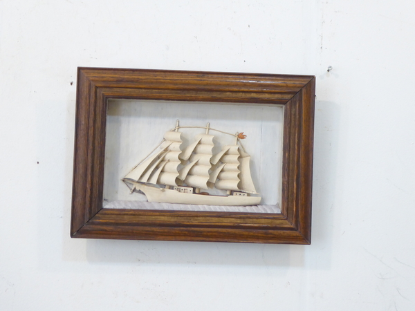 19th C American Carved Ship