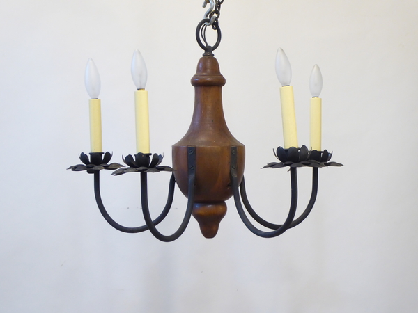 20th Century Wood and Iron Chandelier