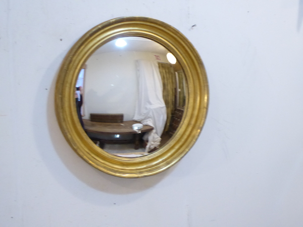 Antique Giltwood Convex Mirror