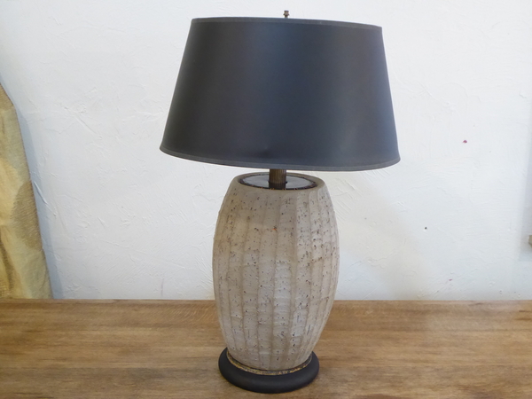 Gray Painted Terra Cotta Lamp