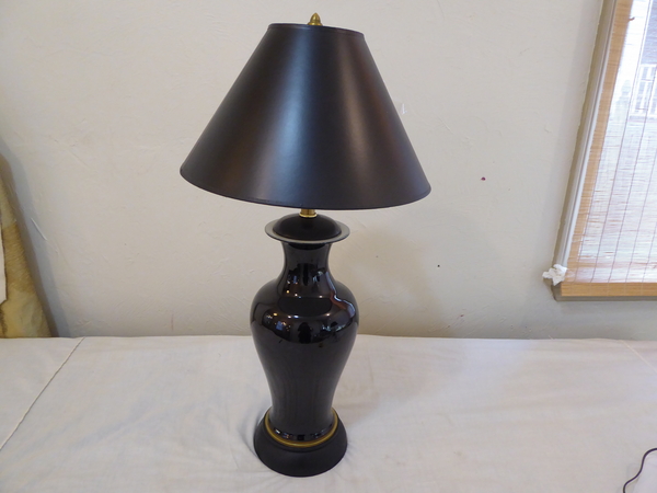 Japanese Black Porcelain Lamp