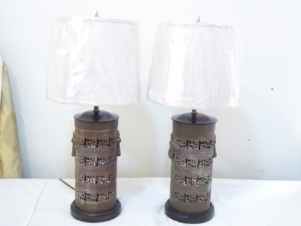 Pair of Chinese Metal Lamps