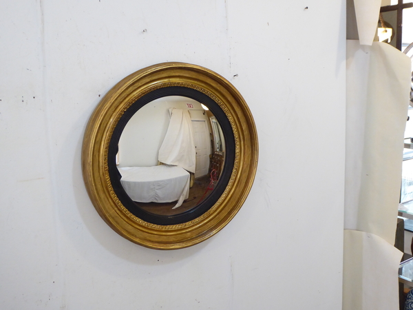 19th C Giltwood Convex Mirror