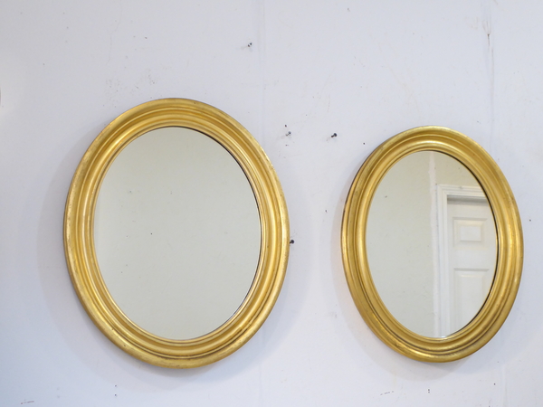 19th C Giltwood Oval Mirrors