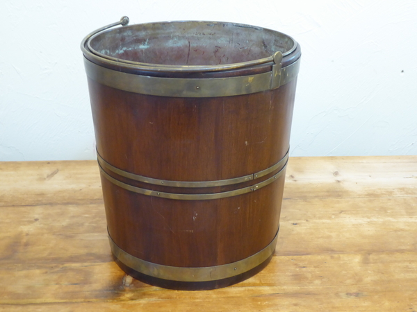 English Brass Bound Wooden Bucket