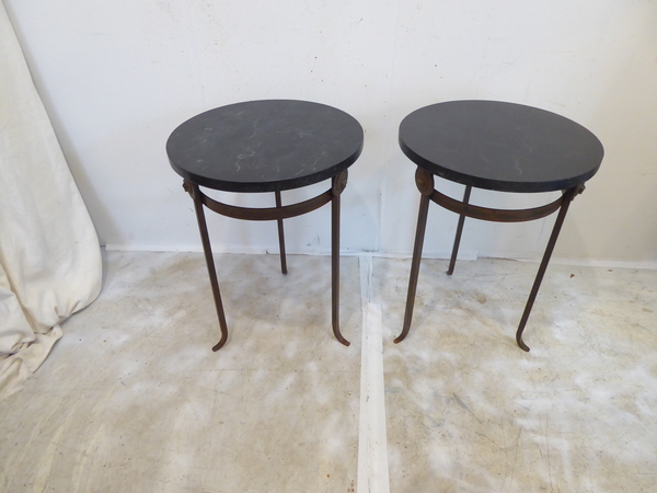 Pair Iron Side Tables