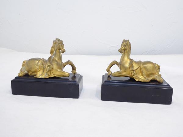 Pair of 19th C Gilded Bronze Horses