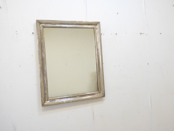 19th C Distressed Silver Mirror