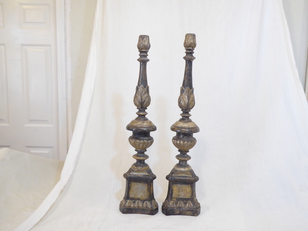 18th C Italian Wooden Candlesticks