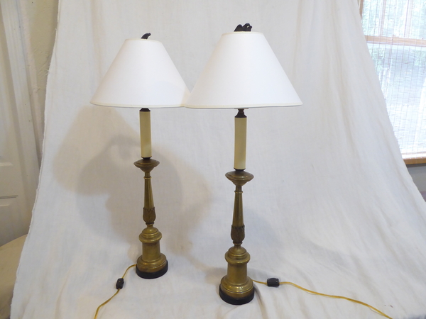 Pair of French Brass Lamps