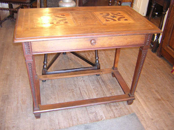 Antique American Oak Inlay Top Console Table